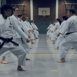 Karate Trainingsgruppe beim Partnertraining